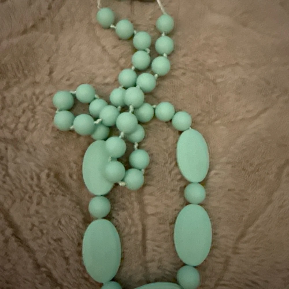Sofia Teething Necklace - Super Cute Mint 30” Total Length